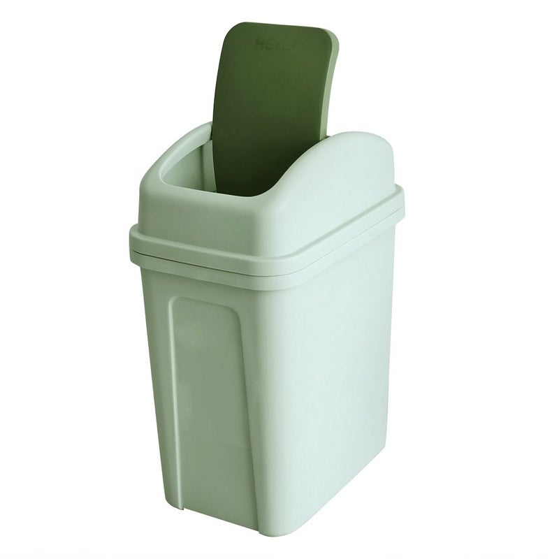 Teyyvn 7 Liter / 1.8 Gallon Plastic Trash Can, Small Garbage Can with Swing Lid (Green) - Image 1